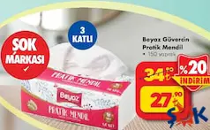 BEYAZ GÜVERCİN PRATİK MENDİL 150 YAPRAK fiyat ve kampanya bilgisi